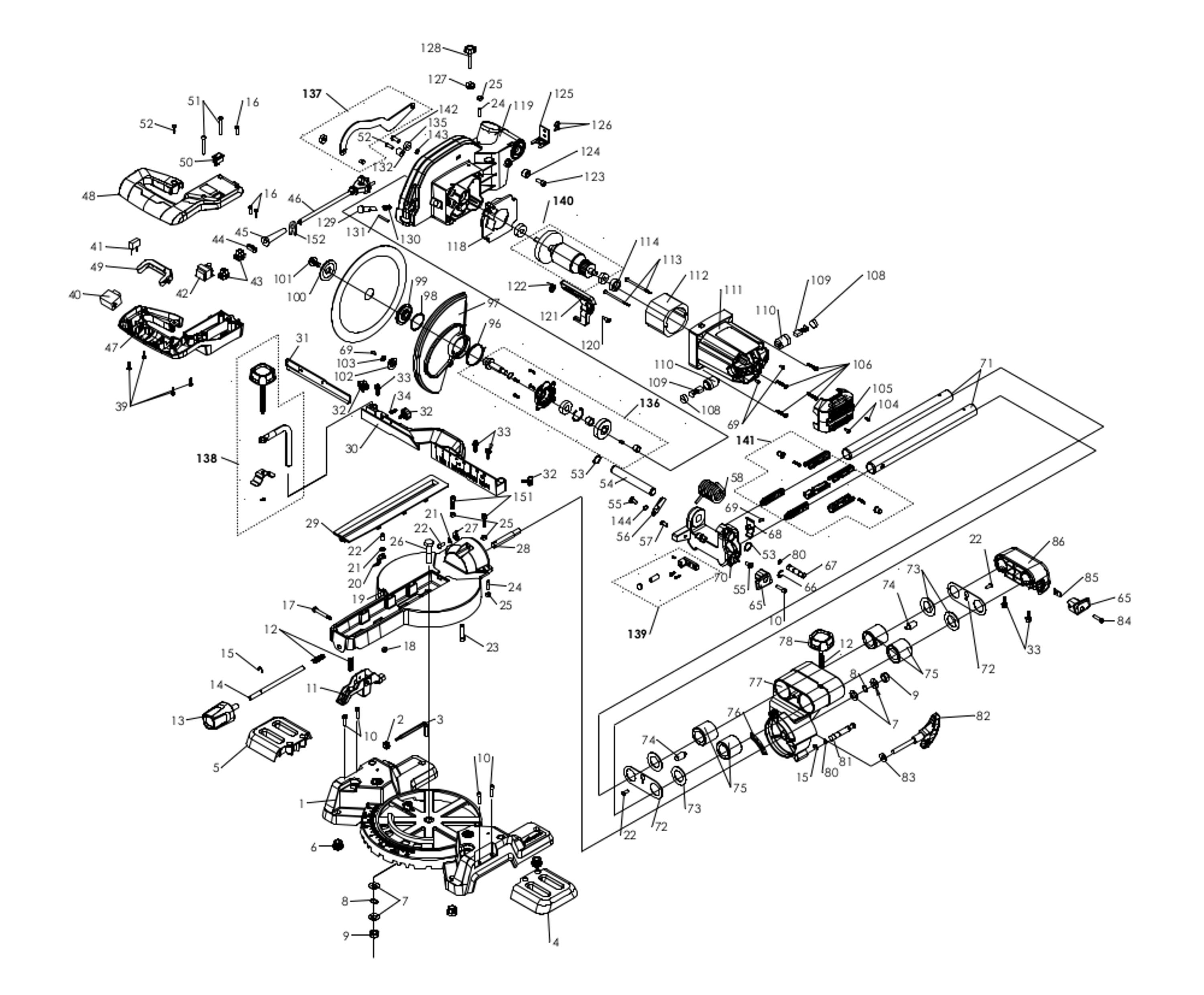 Evolution R210sms 110v Sliding Mitre Saw 0480001.01 Spare Parts SPARE